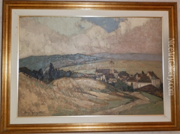 Paysage Au Clocher Oil Painting - Henry Grosjean