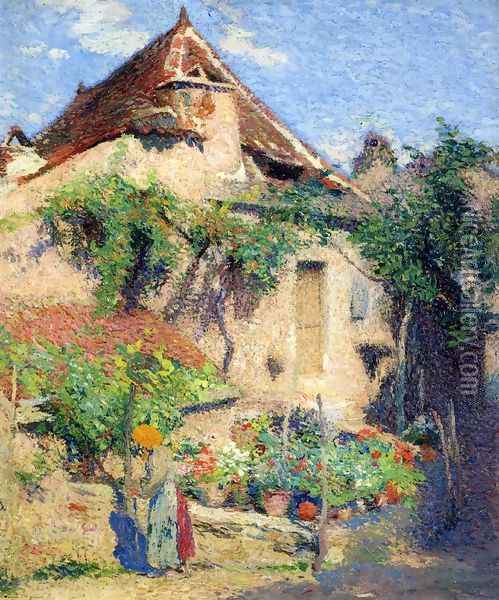 House and Garden at Saint-Cirq-Lapopie Oil Painting - Henri Martin