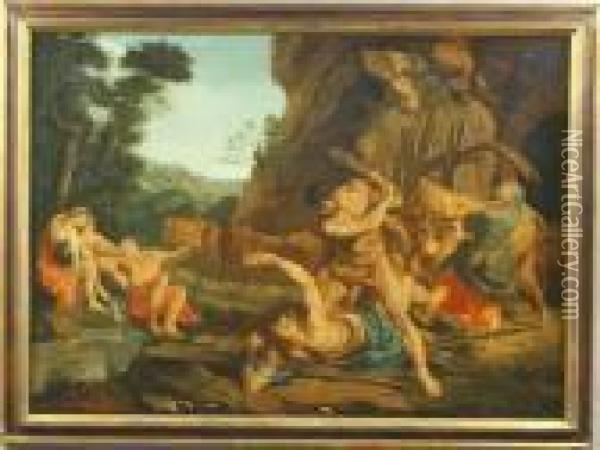 Hercules Clubbing Cacus Oil Painting - Francois Lemoine (see Lemoyne)