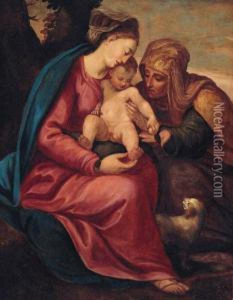 The Virgin And Child With Saint Elizabeth Oil Painting - Cristofano Allori