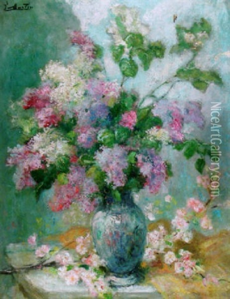 Branches De Lilas Et Branches Fleuries Oil Painting - Jacques Martin