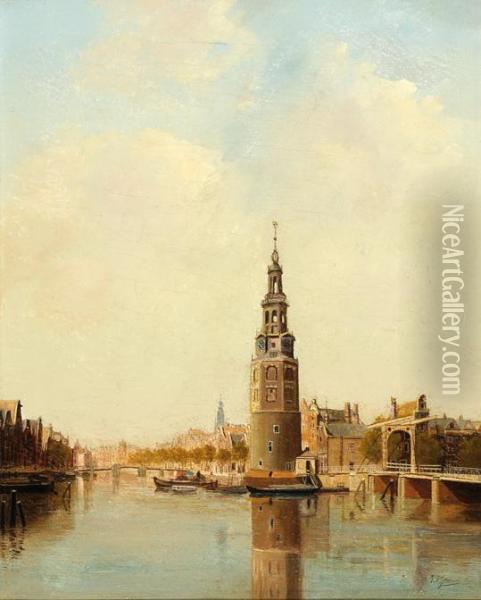 View Of The Montelbaanstoren Oil Painting - Diederik Franciscus Jamin