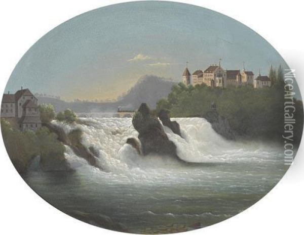 Der Rheinfall Bei Neuhausen Oil Painting - Joseph Buhlmann