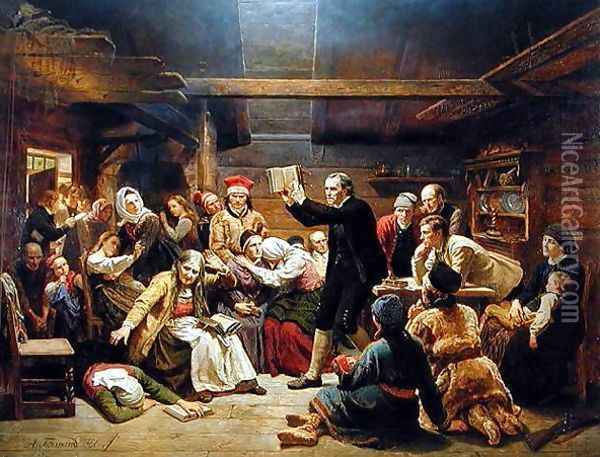 The Fanatics, 1866 Oil Painting - Adolph Tidemand