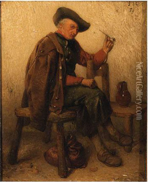 A Good Smoke Oil Painting - Jacobus Ludovicus Cornet