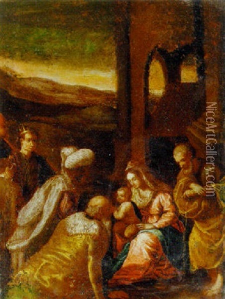 The Adoration Of The Magi Oil Painting - Jacopo dal Ponte Bassano