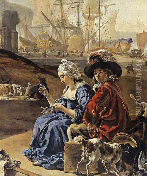 An Italian Seaport (detail) 1666 Oil Painting - Jan Weenix
