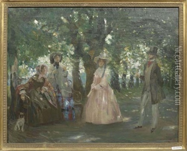 Personen Im Park Oil Painting - Walter Geffcken