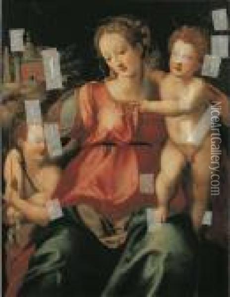 Madonna Con Bambino E San Giovannino Oil Painting - Michele di Ridolfo del Ghirlandaio (see Tosini)
