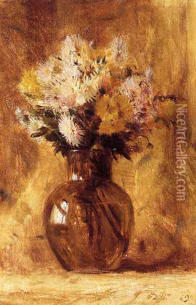 Chrysanthemums Oil Painting - Dwight William Tryon