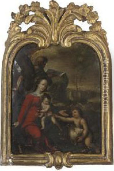 The Holy Family With The Infant Saint John The Baptist Oil Painting - Johann Rottenhammer