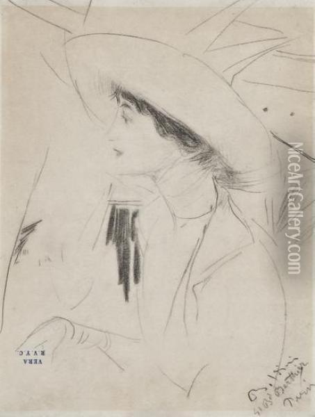 Portrait Sketch Of Mrs Walter Lewisohn Oil Painting - Giovanni Boldini