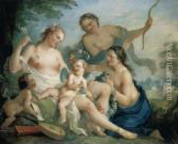 Venus And Cupid Oil Painting - Charles Joseph Natoire