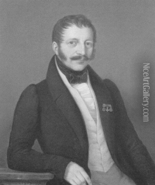 Portrat Eines Mannes Im Gehrock Und Gelber Weste Oil Painting - Johann Georg Adam Gottlob Gutekunst