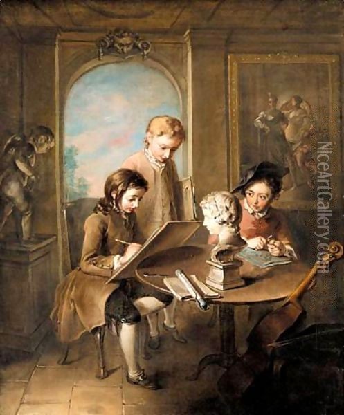 The Young Artists Oil Painting - Philipe Mercier