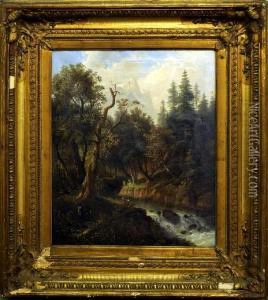 Paysage Montagneux Avec Riviere Oil Painting - Eduard Boehm
