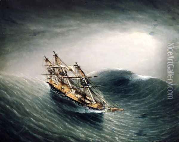 Schooner in a Stormy Sea Oil Painting - James E. Buttersworth