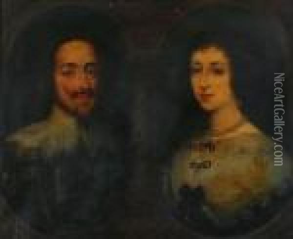 Charles I And Queen Henrietta Maria Oil Painting - Sir Anthony Van Dyck