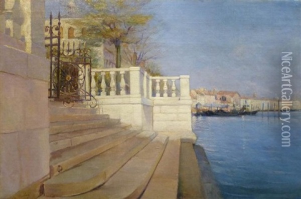 Jardin Francais A Venise Oil Painting - Charles Lucien Marie Balay