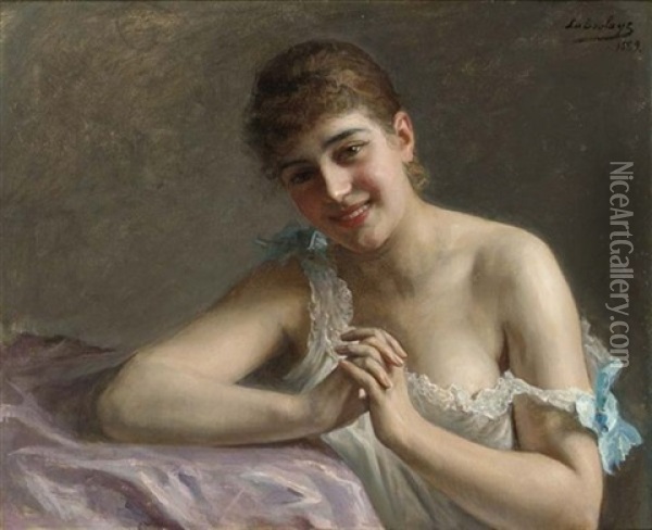 A Young Beauty Oil Painting - Paul Antoine de la Boulaye