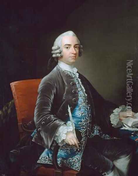 John Larpent 1710-97 Chief Clerk of the Northern Department 1749 Oil Painting - Gabriel Mathias