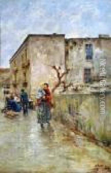 Strada Di Napoli Oil Painting - Attilio Pratella