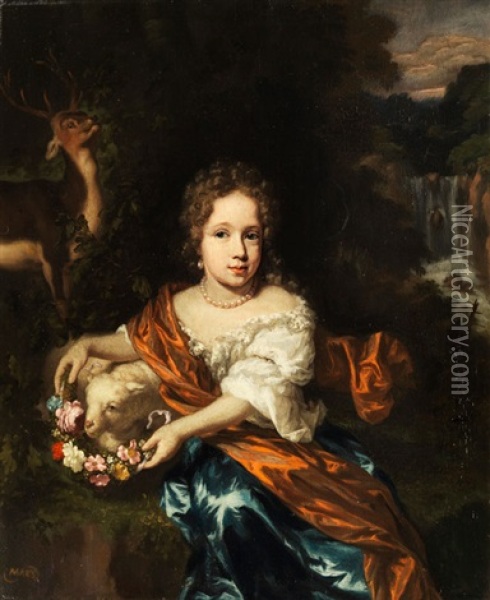 Bildnis Eines Kleinen Adeligen Madchens Oil Painting - Nicolaes Maes