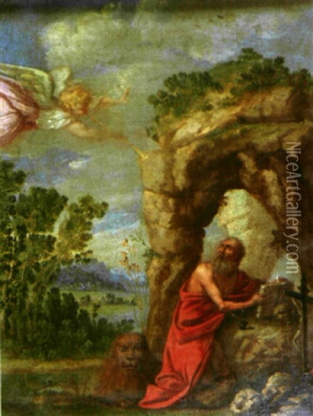 Saint Jerome Penitent Oil Painting - Antonio Carracci
