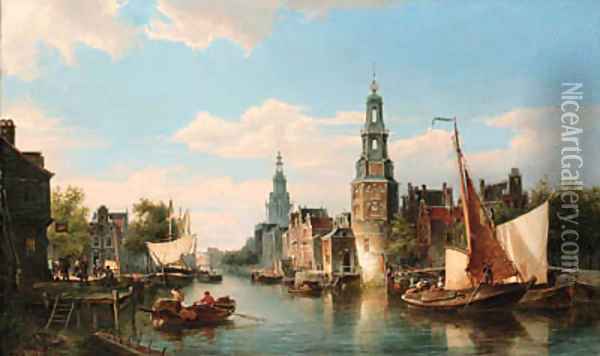 The Montelbaans Tower, Amsterdam Oil Painting - Cornelis Christiaan Dommersen