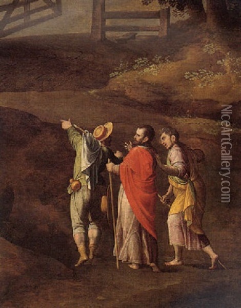 Christ On The Road To Emmaus Oil Painting - Gillis Mostaert the Elder