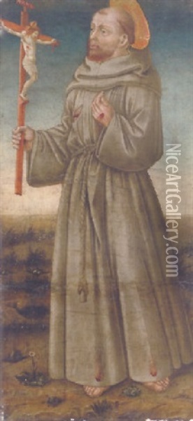 Saint Francis Contemplating The Crucifix Oil Painting - Neri di Bicci