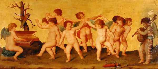 Amorini Dancing Oil Painting - Raphael (Raffaello Sanzio of Urbino)