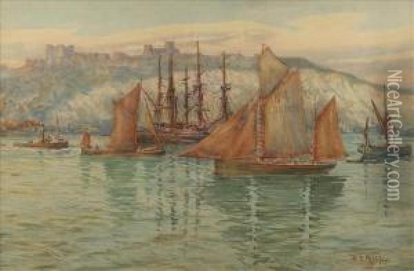 Shippingoff Dover Oil Painting - William Edward Riley