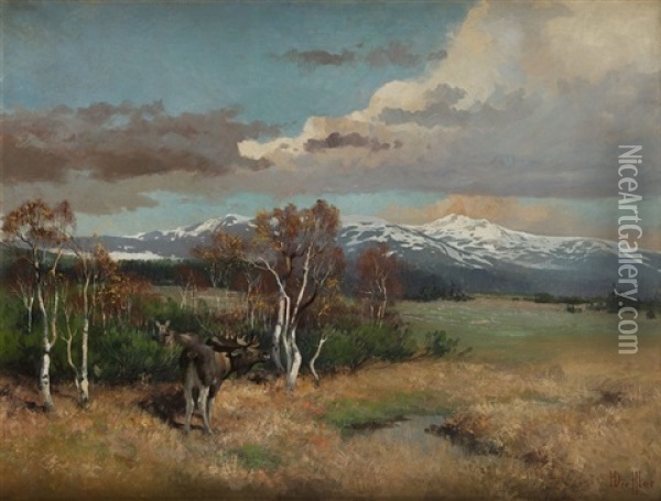 Landscape With Sniezka Oil Painting - Hans Dressler