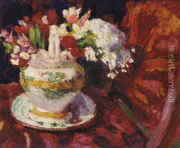 Fleurs Sur Une Chaise Oil Painting - Roderic O'Conor