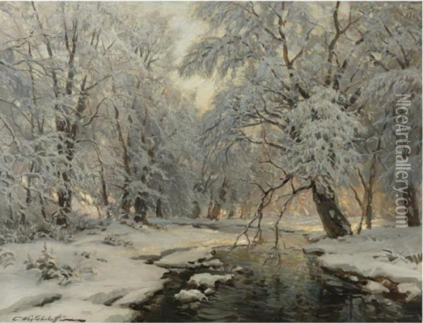 Winter In The Forest Oil Painting - Constantin Alexandr. Westchiloff