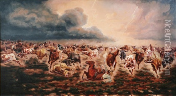 Stampede Oil Painting - Harvey Wallace Caylor