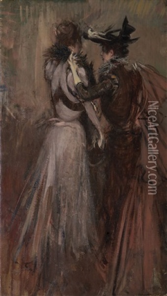 Le Due Amiche Oil Painting - Giovanni Boldini