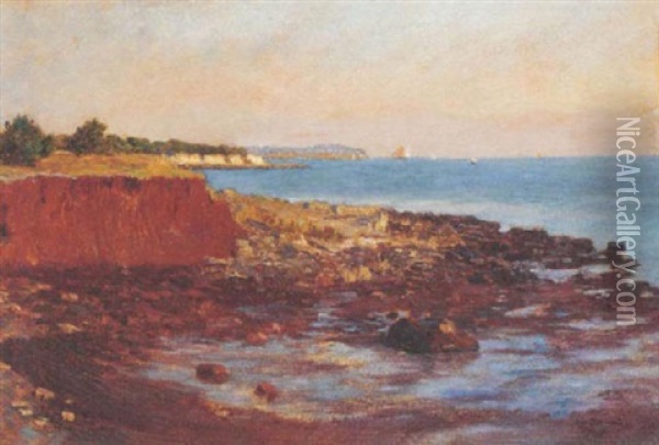 The Coast At Brioni, Cornwall Oil Painting - Hugo Charlemont