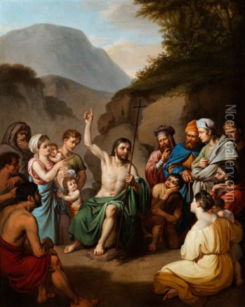 Die Predigt Des Heiligen Johannes Baptist Oil Painting - Jules Claude Ziegler