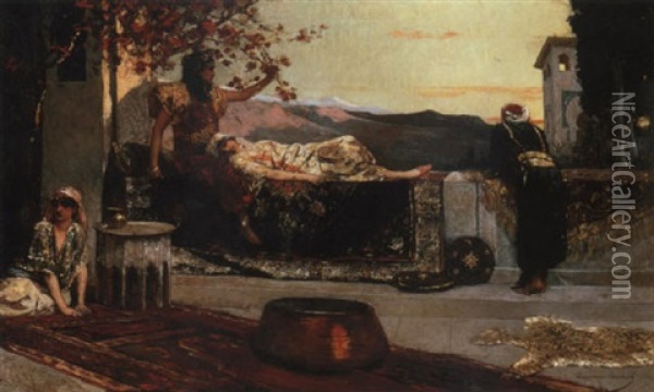 On The Terrace Oil Painting - Jean Joseph Benjamin Constant