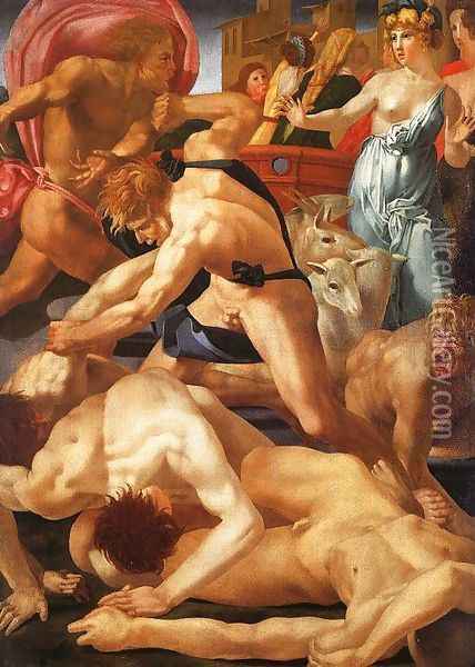 Moses defending the Daughters of Jethro 1523 Oil Painting - Rosso Fiorentino (Giovan Battista di Jacopo)