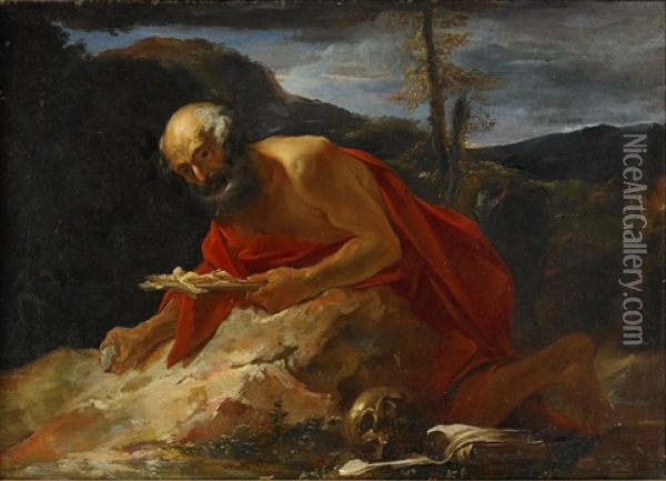 Saint Hieronymus Oil Painting - Pierre-Louis Cretey