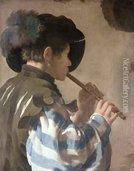Knave Playing a Fife Oil Painting - Hendrick Ter Brugghen