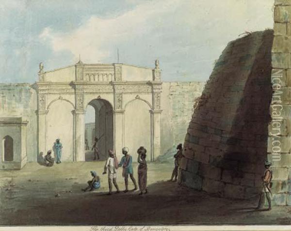 The Third Delhi Gate, Tipu Sultan Fort, Bangalore Oil Painting - Hunter, Lieutenant James