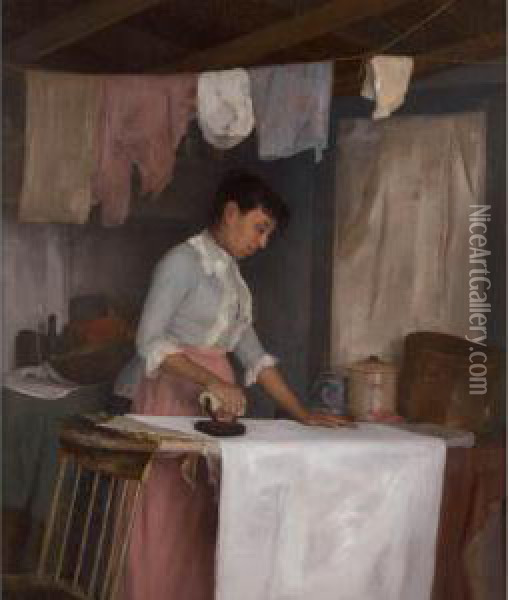 Wash Day Oil Painting - Edward A Rorke