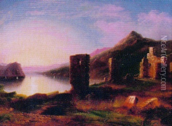 Ruins Of Fort Ticonderoga With Lake George In The Background Oil Painting - Edmund C. Coates