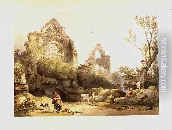 Tintern Abbey from Romantic and Picturesque Scenery of England and Wales 1805 Oil Painting - Philip Jacques de Loutherbourg