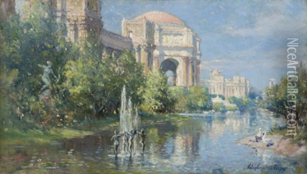 Palace Of Fine Arts And Reflecting Pool, Panama Pacific International Exposition, San Francisco Oil Painting - Colin Campbell Cooper