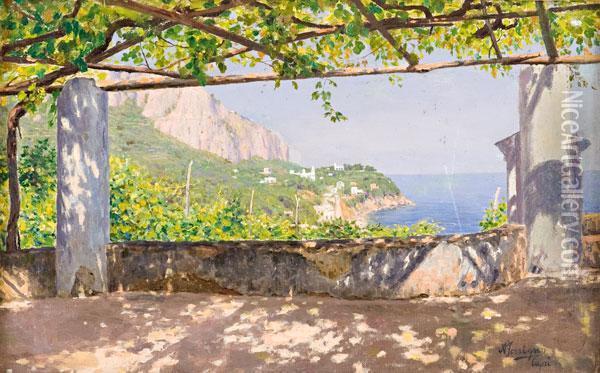 Pergolato A Capri Oil Painting - Antonio Ferrigno